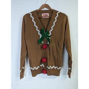 Tipsy Elves Gingerbread Man Cardigan Womens Medium Christmas Ugly Sweater